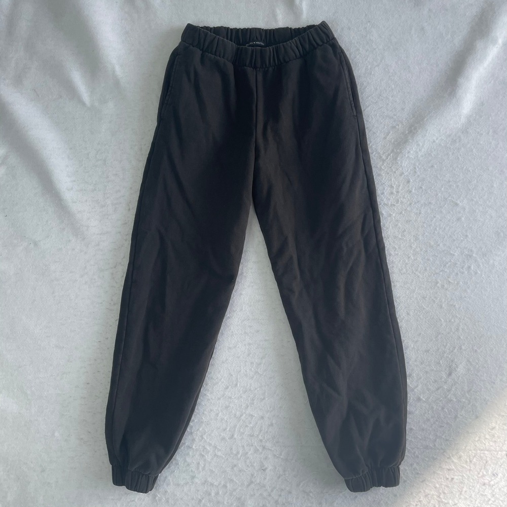 Brandy Melville Sweatpants Womens One Size Black Rosa Elastic Waist Joggers